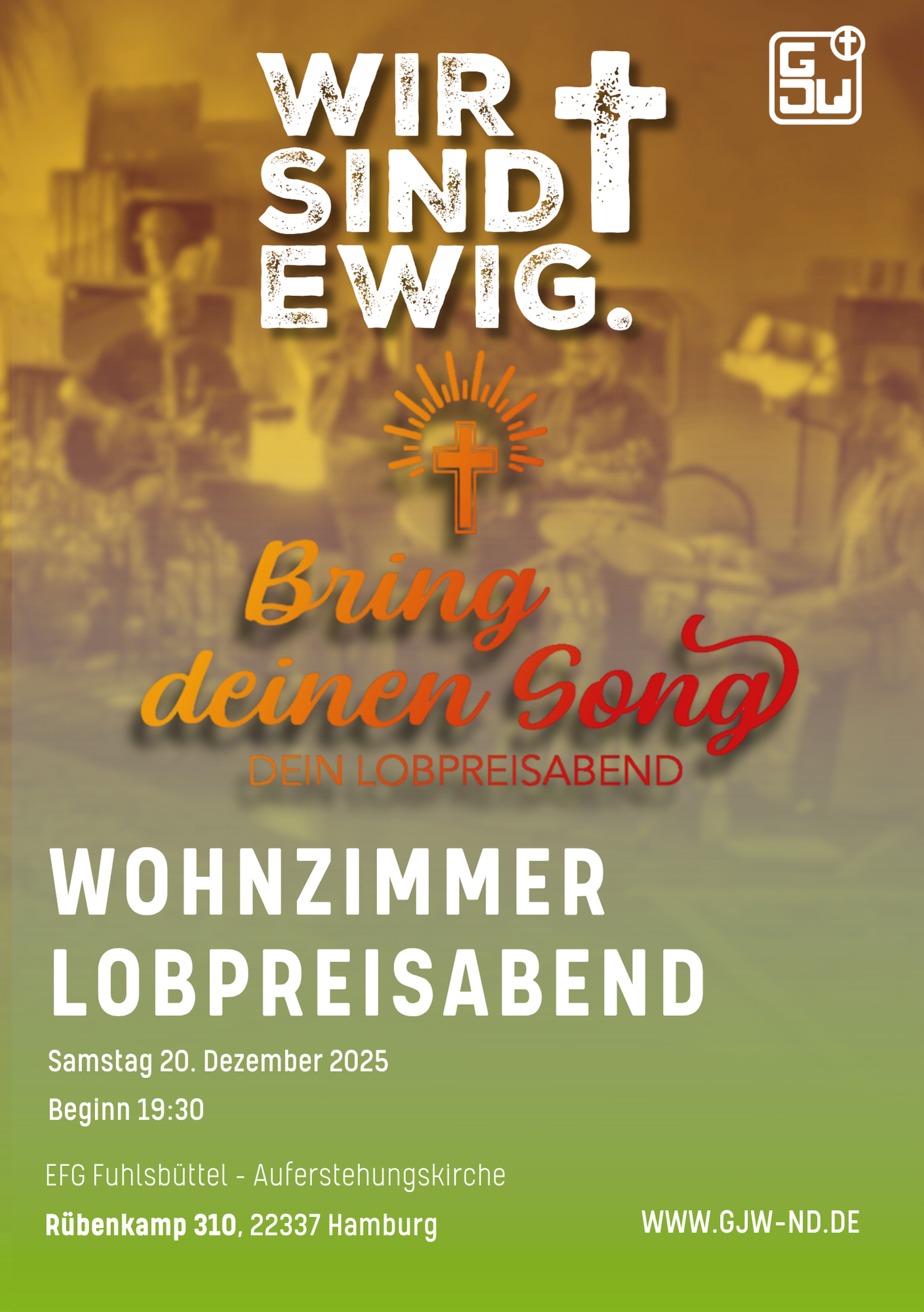 Wohnzimmerlobpreisabend Flyer Vorderseite
